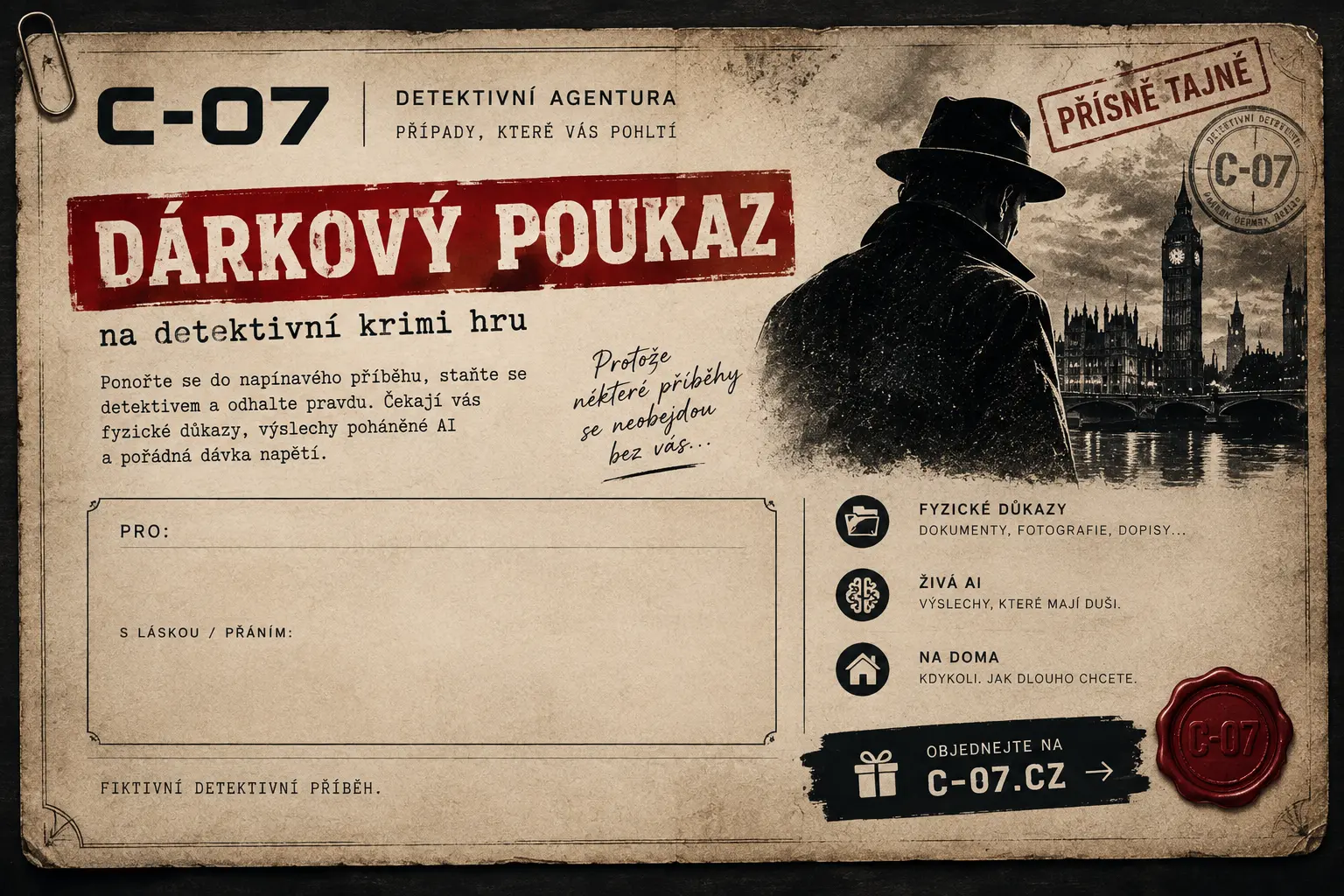 Dárkový poukaz na detektivní hru